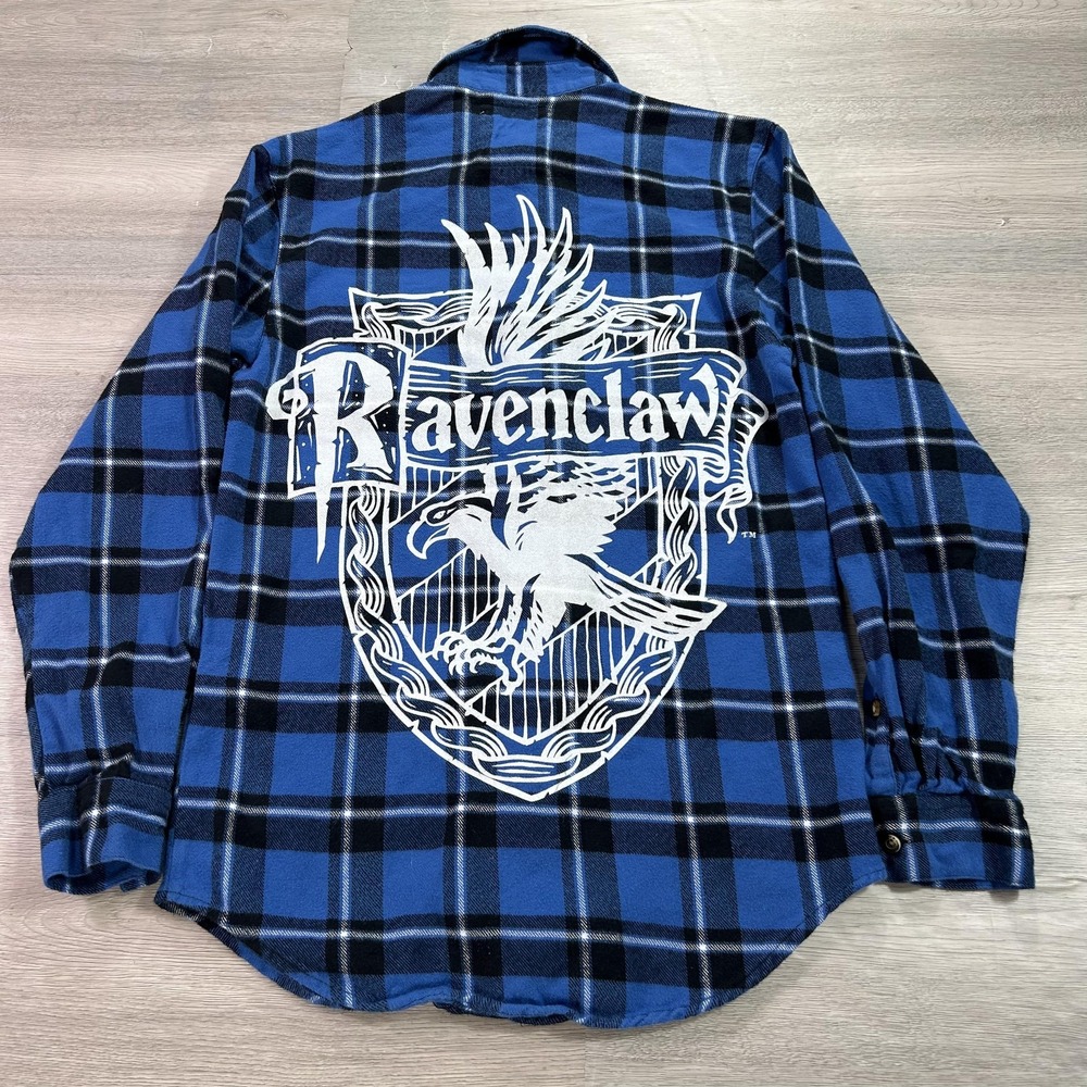 Harry Potter Cakeworthy Shirt Mens Small Blue Plaid Flannel Ravenclaw Hogwarts
